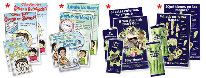 English and Spanish Disease Prevention Pamphlets and Posters for Adults and Children